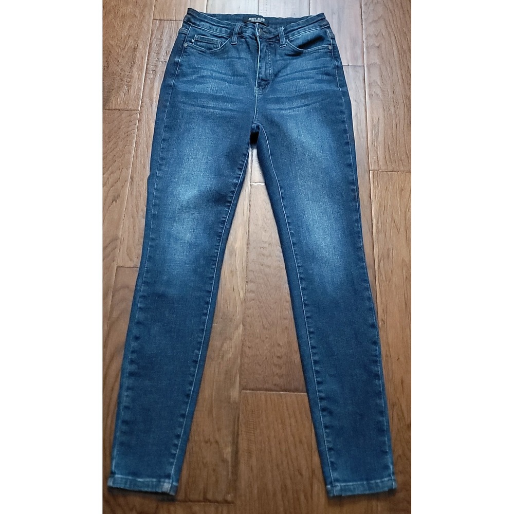 Judy Blue Women's Blue Denim Skinny Fit  Tapered Leg Stretch Jeans Sz‎ 7 28x28